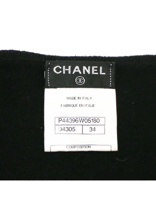 Robe CHANEL t34 cachemire et cuir