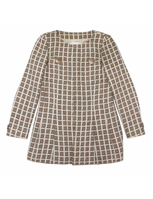 Manteau CHANEL t38 tweed beige et blanc