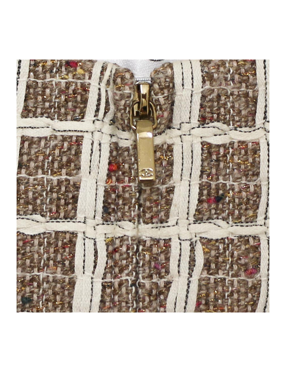 Manteau CHANEL t38 tweed beige et blanc