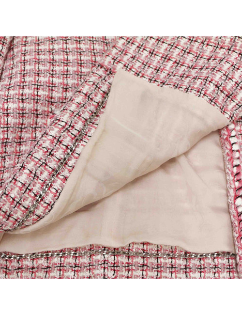 Veste CHANEL t38 tweed rose et blanc
