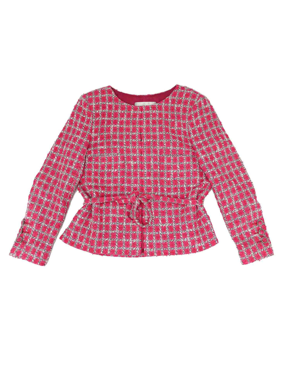 Veste CHANEL t36 tweed rose et blanc