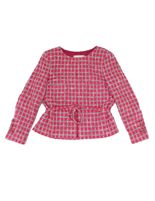 Veste CHANEL t36 tweed rose et blanc