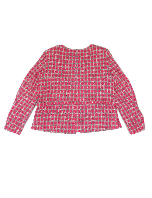 Veste CHANEL t36 tweed rose et blanc