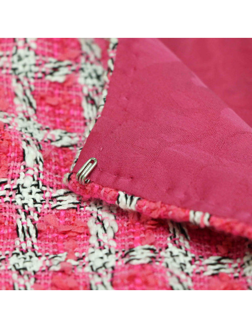 Veste CHANEL t36 tweed rose et blanc