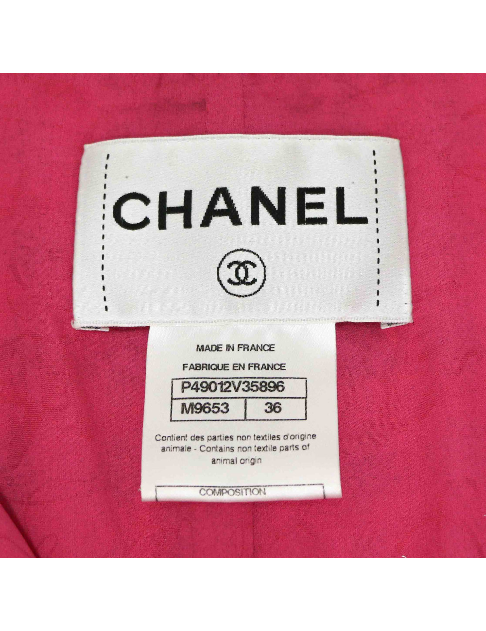 Veste CHANEL t36 tweed rose et blanc
