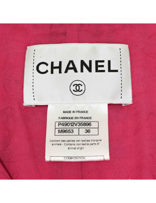 Veste CHANEL t36 tweed rose et blanc