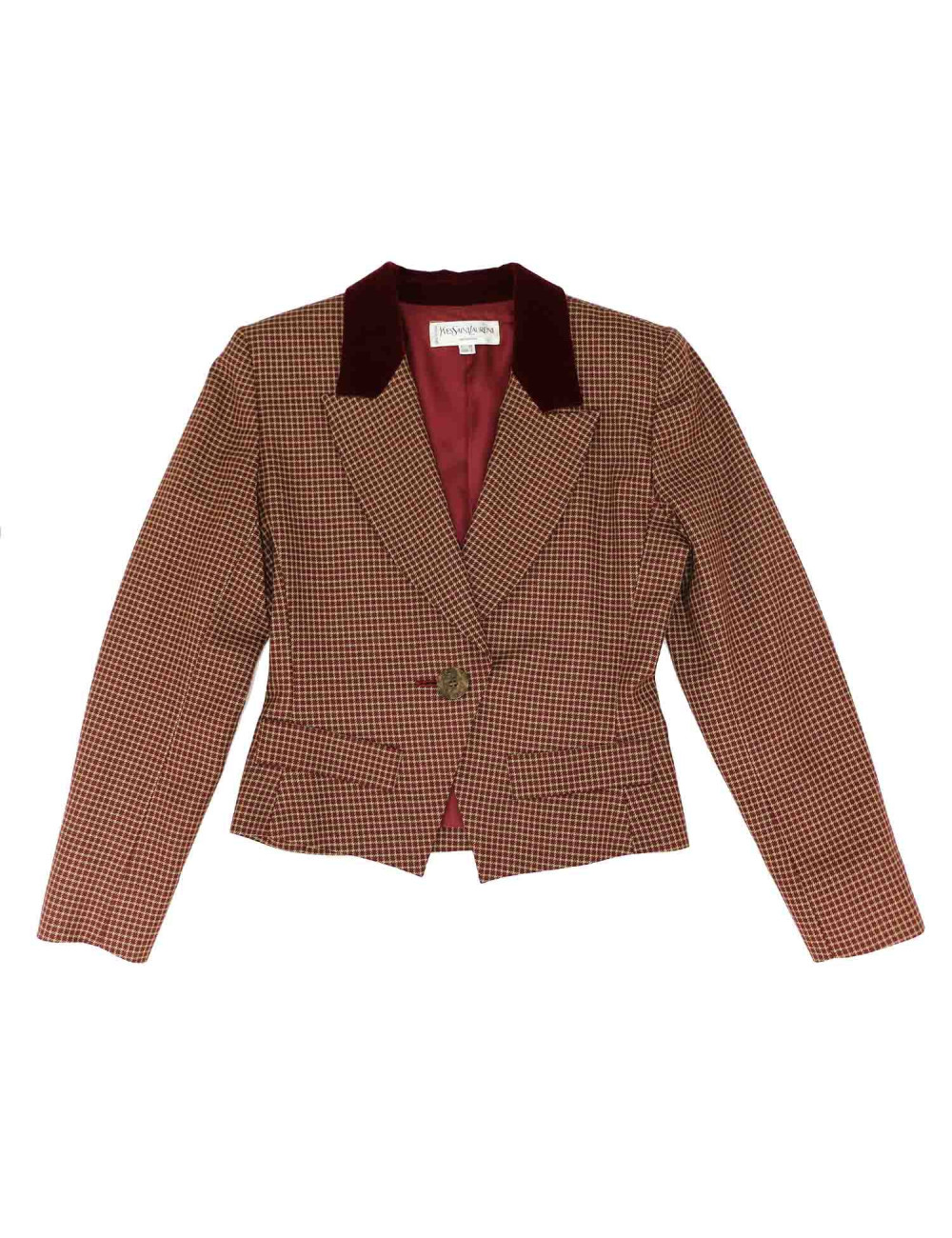 Veste YVES SAINT LAURENT à carreaux et col velours