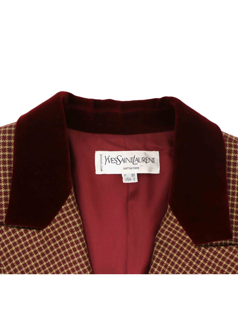 Veste YVES SAINT LAURENT à carreaux et col velours