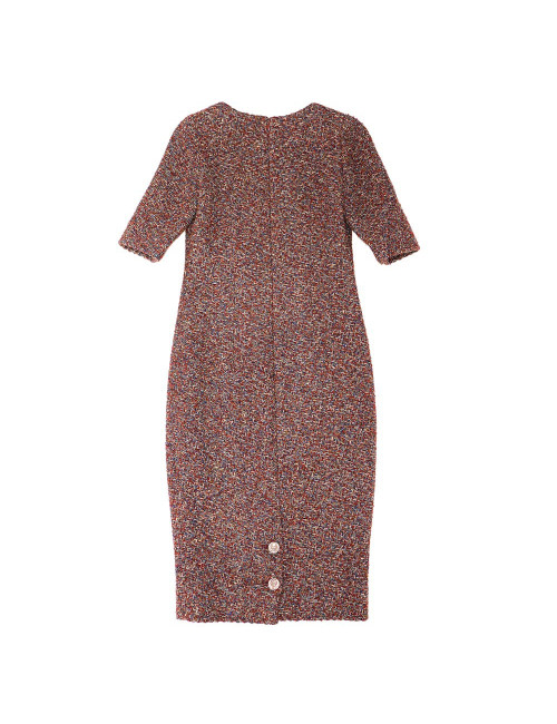 Robe tweed CHANEL T34 bordeaux, or