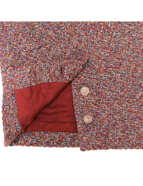 Robe tweed CHANEL T34 bordeaux, or