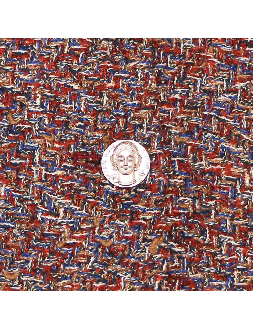 Robe tweed CHANEL T34 bordeaux, or