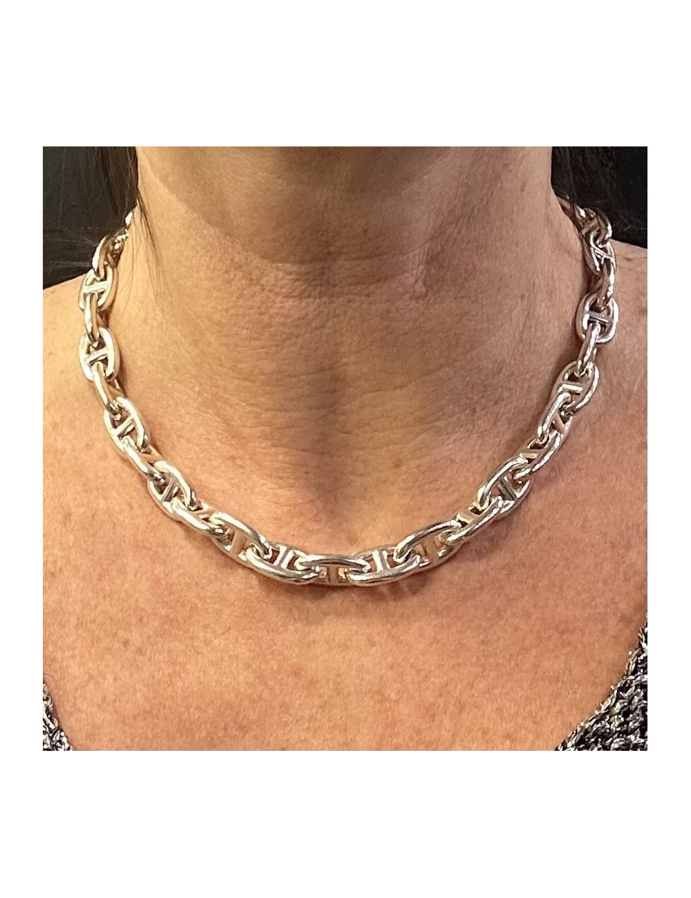 Collier HERMES chaine d'ancre argent 