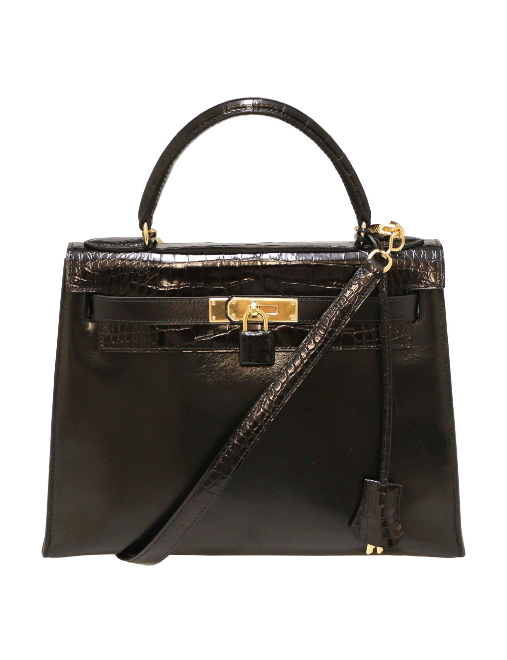 Kelly 28 HERMES box noir Vintage