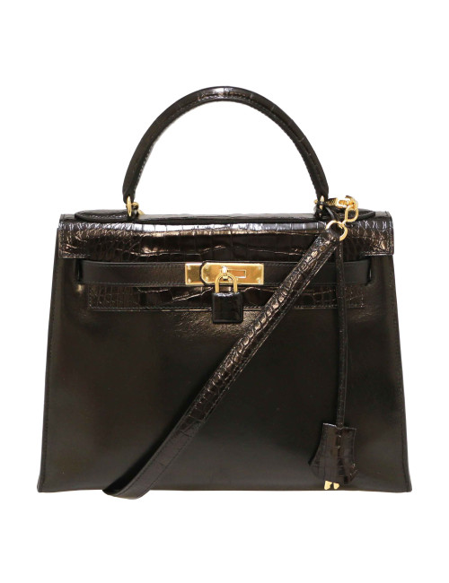 Kelly 28 HERMES box noir Vintage