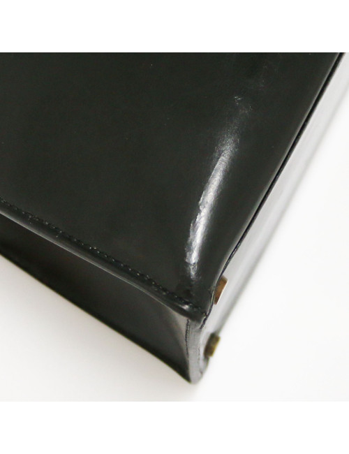 HERMES Kelly 28 Vintage black Box leather and crocodile