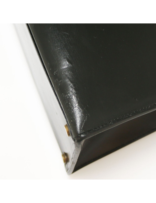 HERMES Kelly 28 Vintage black Box leather and crocodile