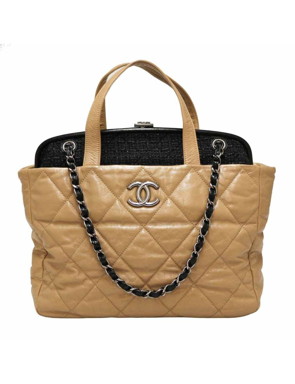 Cabas CHANEL bicolore tweed cuir 