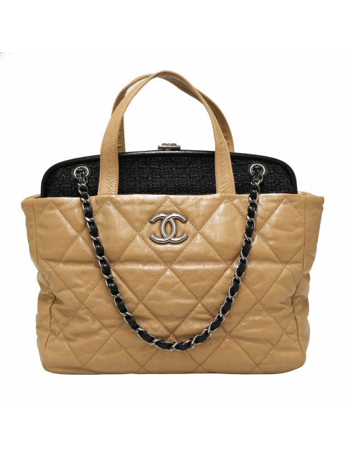 Cabas CHANEL bicolore tweed cuir 