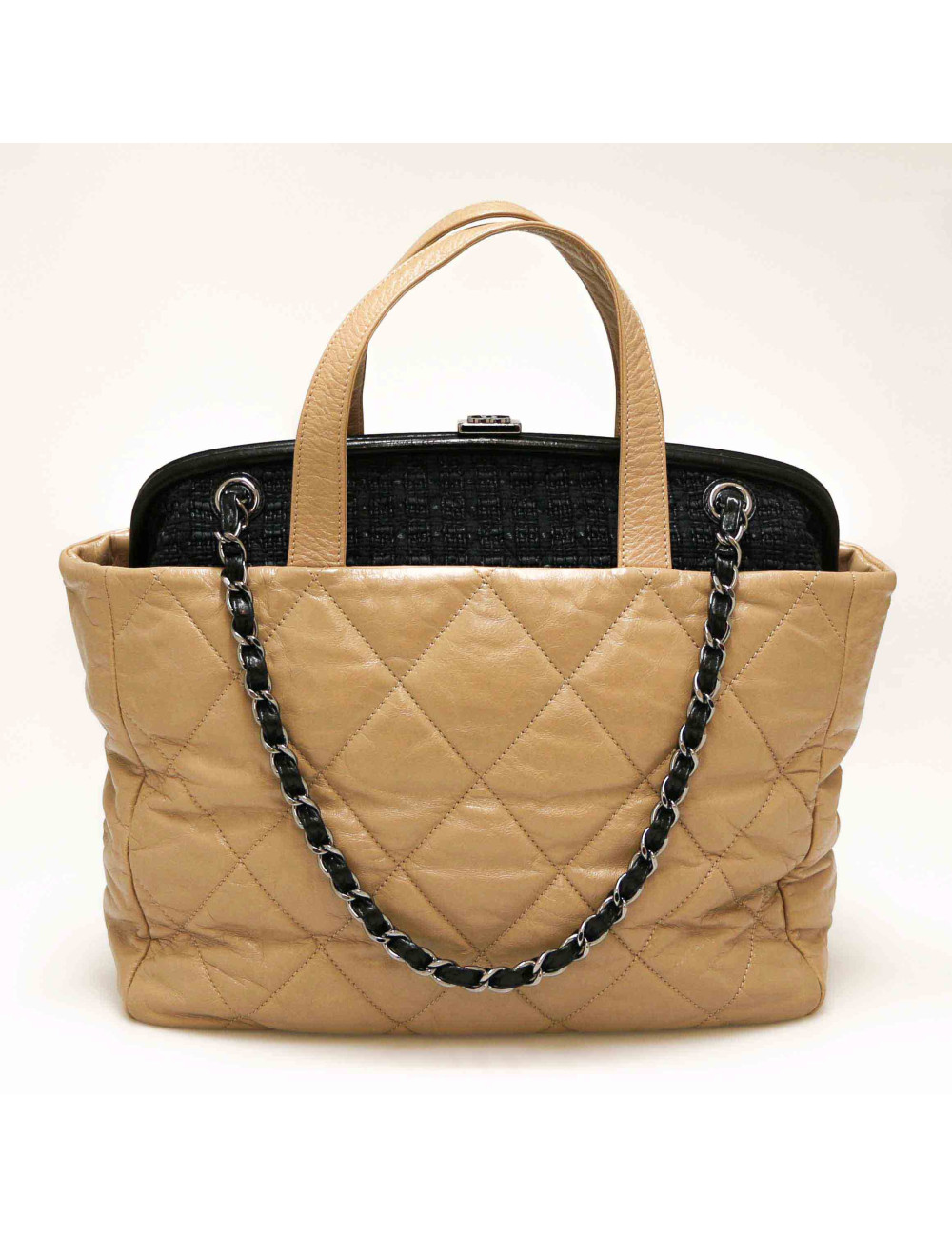 Cabas CHANEL bicolore tweed cuir 