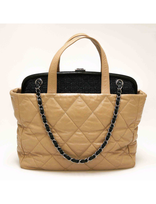 Cabas CHANEL bicolore tweed cuir 