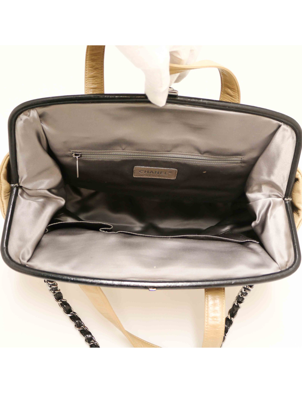 Cabas CHANEL bicolore tweed cuir 