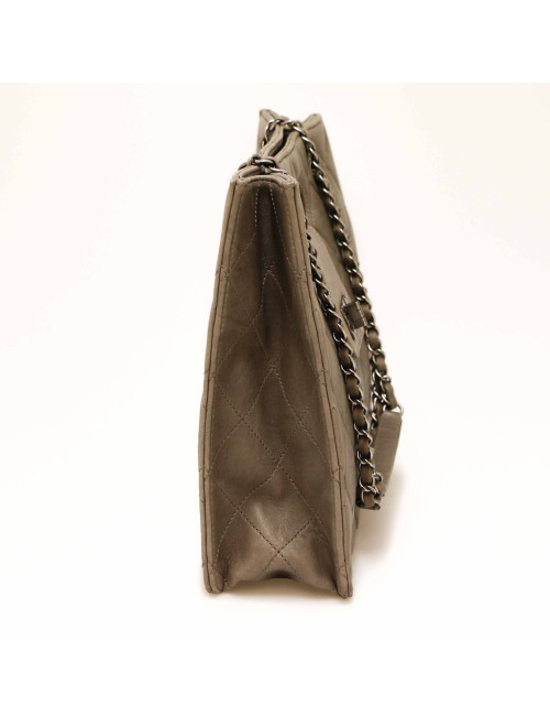 Cabas CHANEL cuir matelassé gris