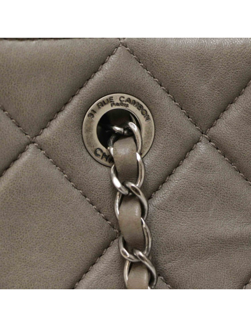 Cabas CHANEL cuir matelassé gris