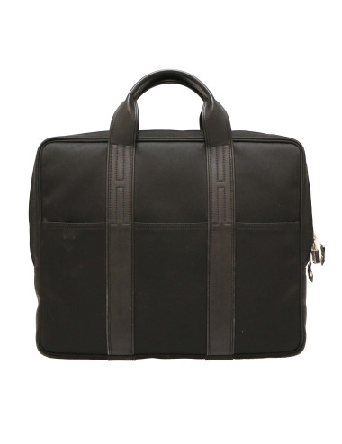 Sacoche HERMES toile cuir noir