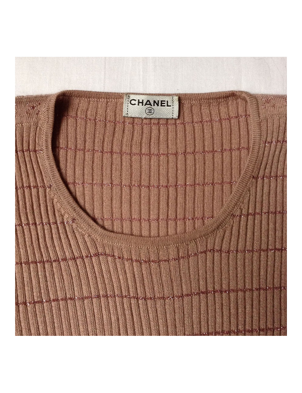 Pull CHANEL cachemire et soie vieux rose T36Fr