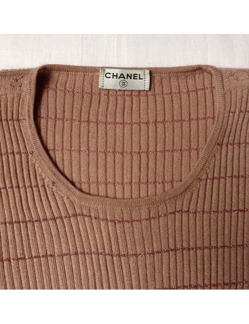 Pull CHANEL cachemire et soie vieux rose T36Fr