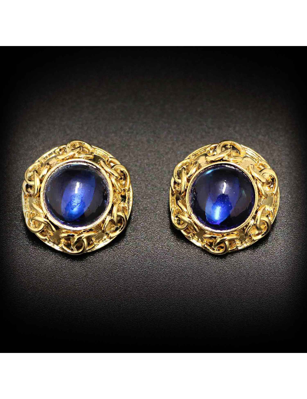 Clip on CHANEL bleu et doré