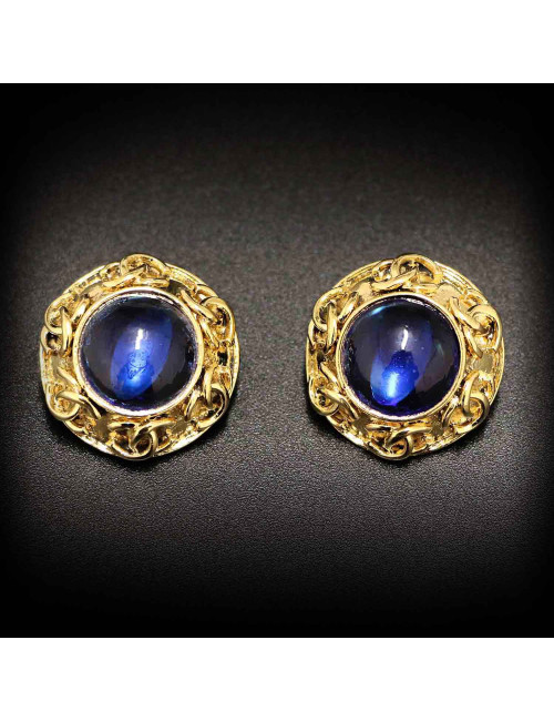 Clip on CHANEL bleu et doré