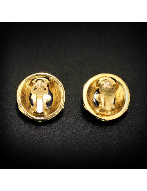 Clip on CHANEL bleu et doré