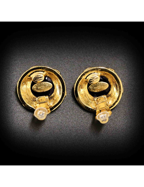 Clip on CHANEL bleu et doré