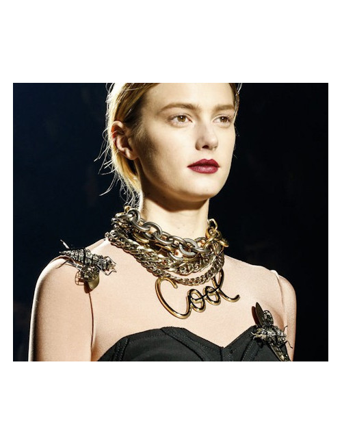 LANVIN iconic necklace 'HELP' in Gilded metal