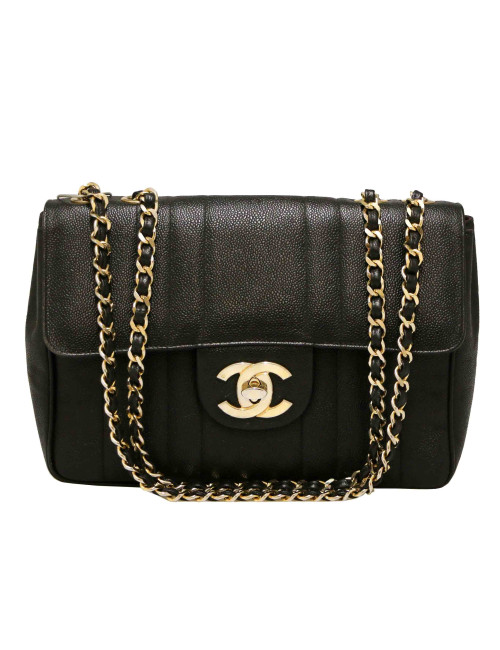 Sac CHANEL Jumbo cuir grainé noir 