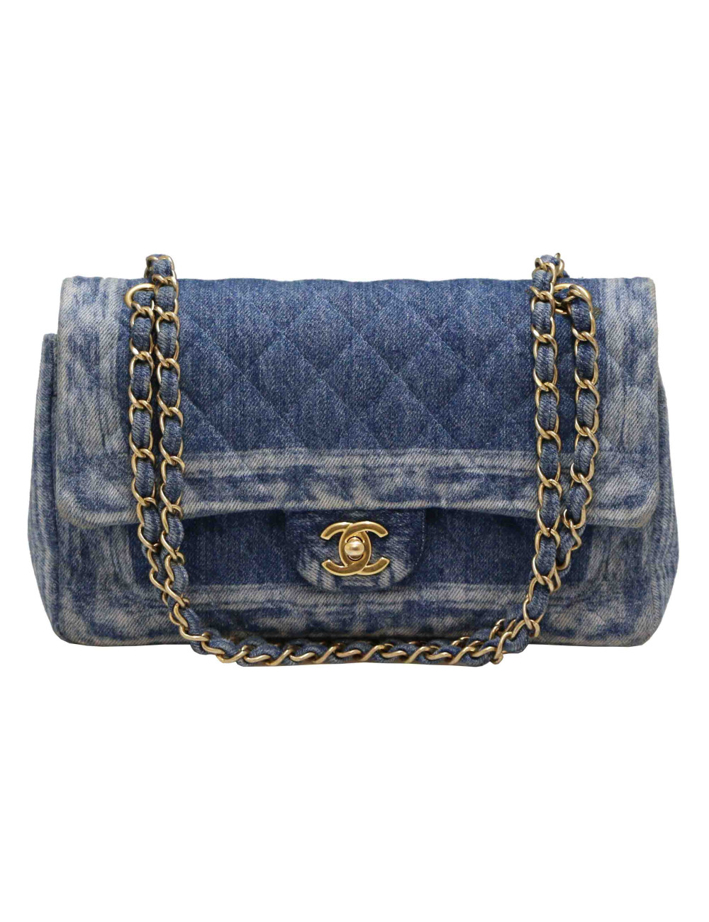 Sac Timeless CHANEL denim bleu delavé