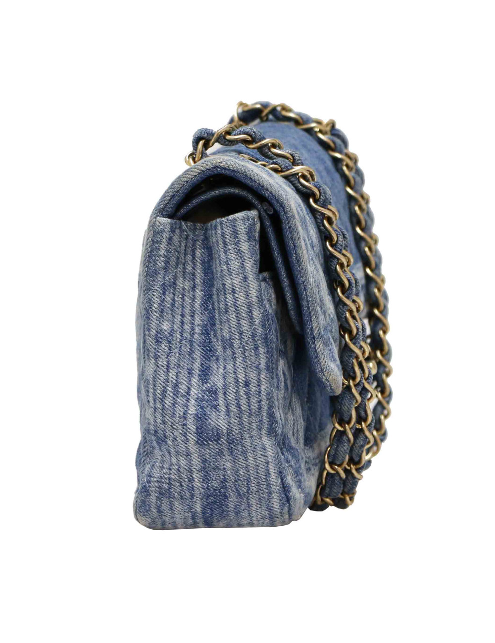 Sac Timeless CHANEL denim bleu delavé