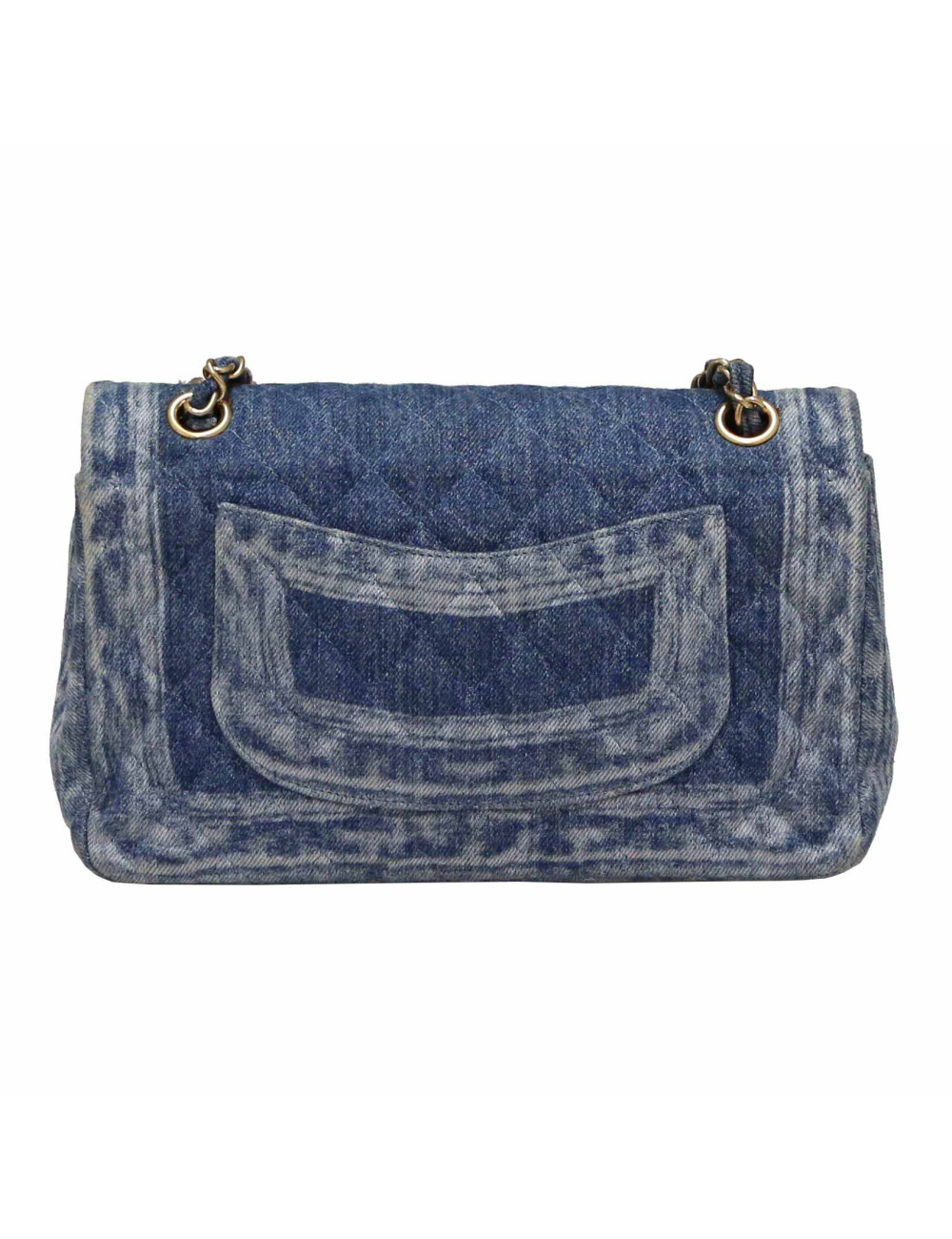 Sac Timeless CHANEL denim bleu delavé