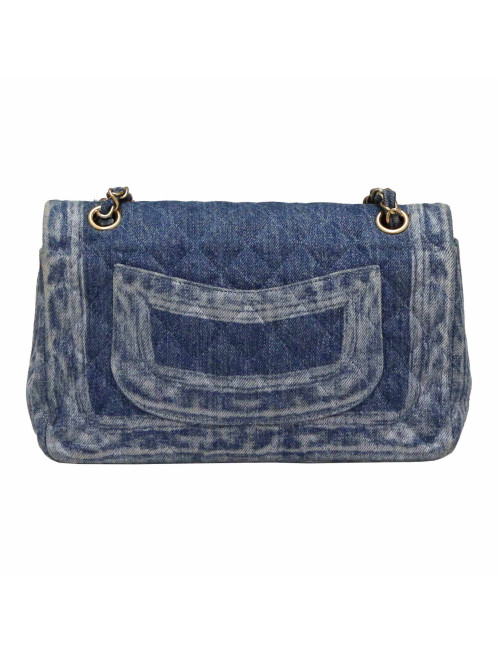 Sac Timeless CHANEL denim bleu delavé