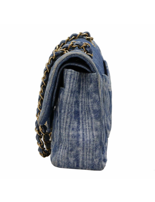 Sac Timeless CHANEL denim bleu delavé