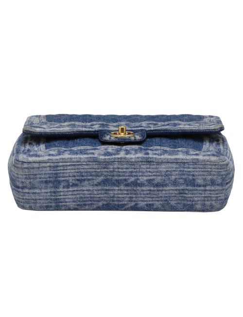 Sac Timeless CHANEL denim bleu delavé