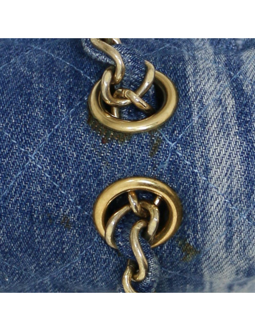 Sac Timeless CHANEL denim bleu delavé