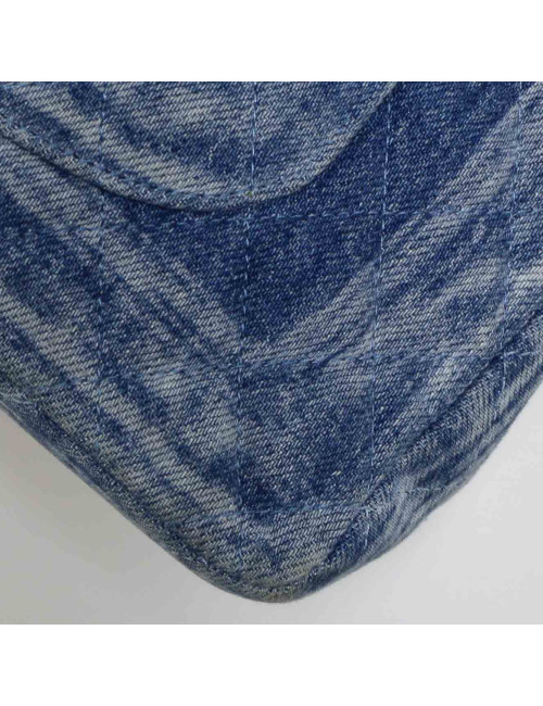 Sac Timeless CHANEL denim bleu delavé