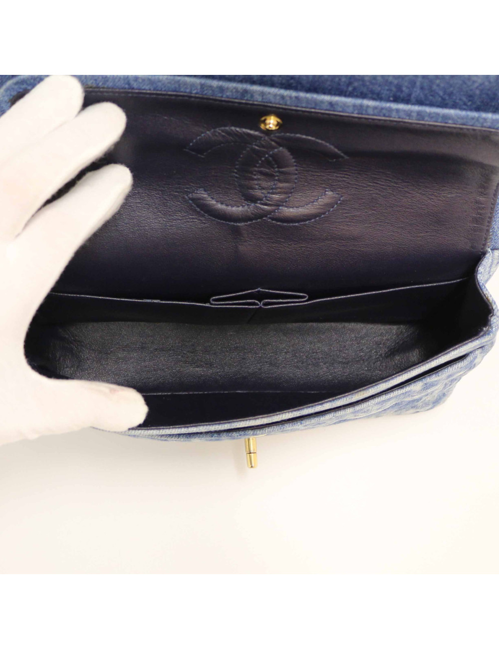 Sac Timeless CHANEL denim bleu delavé