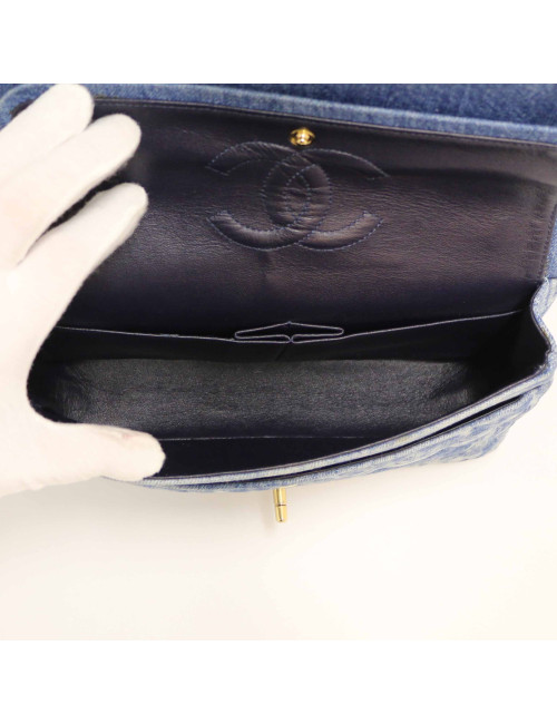 Sac Timeless CHANEL denim bleu delavé