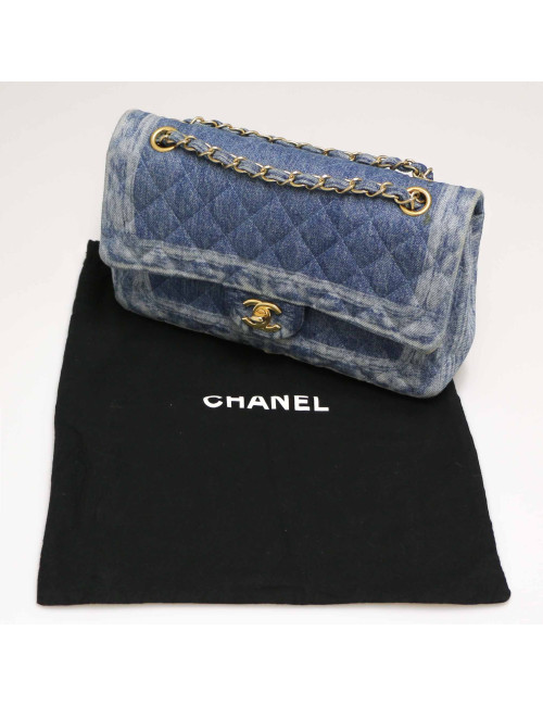 Sac Timeless CHANEL denim bleu delavé