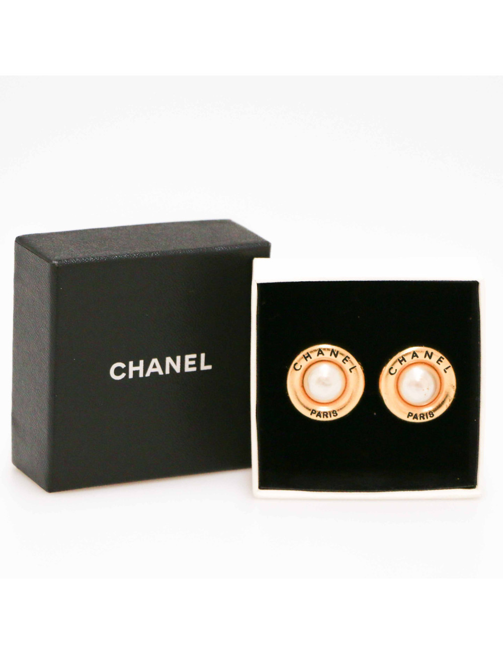 Clips ronds vintage CHANEL métal et perle