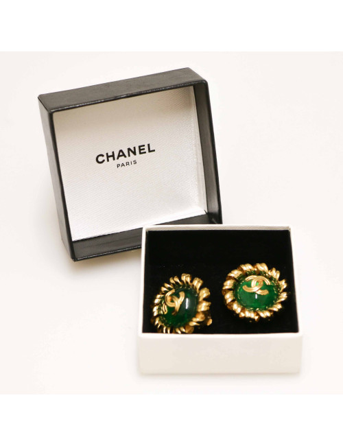 Clips vintage CHANEL pâte de verre