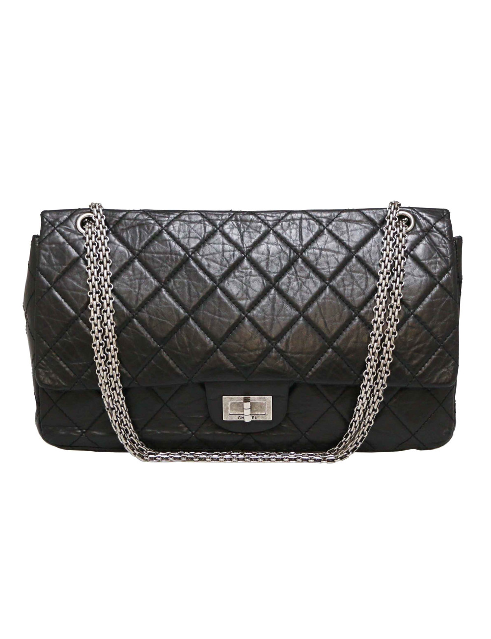 Maxi sac 2.55 CHANEL veau vieilli noir